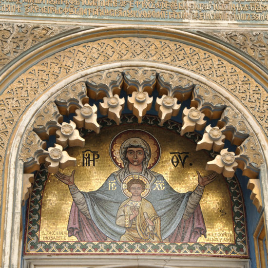 madonna oranta mosaic du curtea de arges de la cathedrale