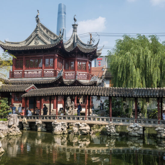Pond in Traditional Chinese private garden Yu Yuan, Shanghai, China