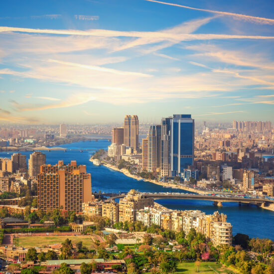 Beautiful view of Cairo downtown and the Nile from above, Egypt