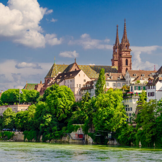 Basel city with a large church and a castle