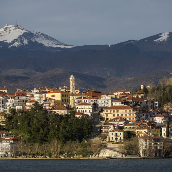 View of Kastoria city and Orestiada lake