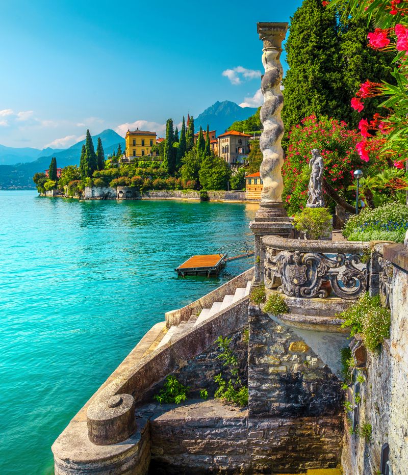 Lake Como with luxury villas and spectacular gardens, Varenna, Italy