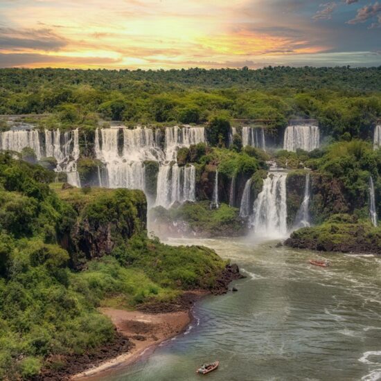 The Iguazu Falls on the Argentine side. Photographed from the Brazilian side.