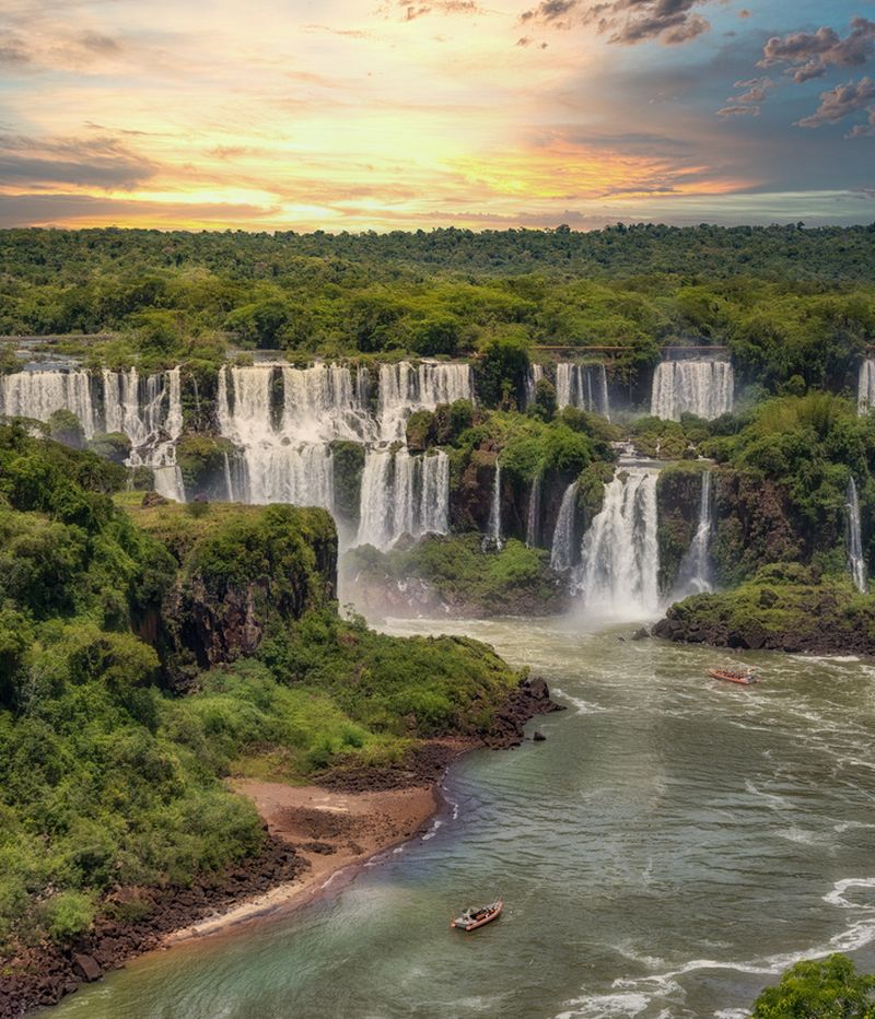 The Iguazu Falls on the Argentine side. Photographed from the Brazilian side.