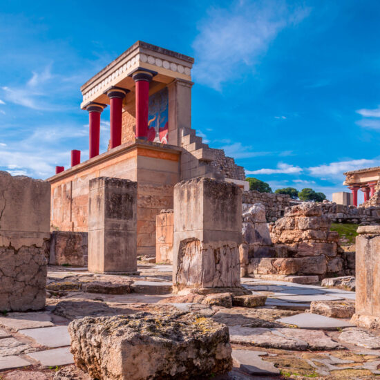 View at the ruins of the famous Minoan palace of Knossos