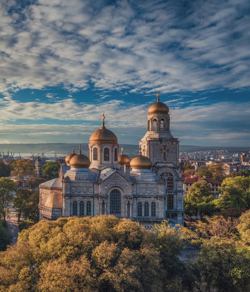 The Cathedral of the Assumption in Varna, Aerial view