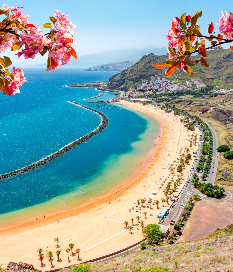 Teresitas beach near Santa Cruz in spring, Tenerife, Canary islands, Spain