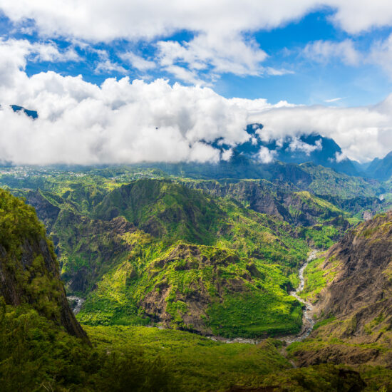 Landscape with Piton des Neiges mountain, La Reunion Island