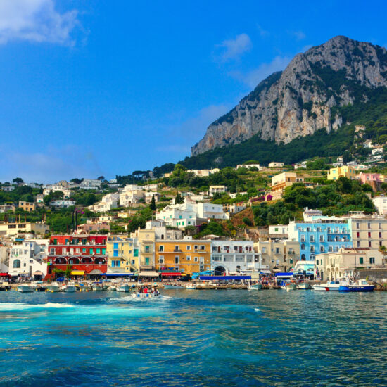 Colorful Capri harbor, Marina Grande on the beautiful Mediterranean, Italy