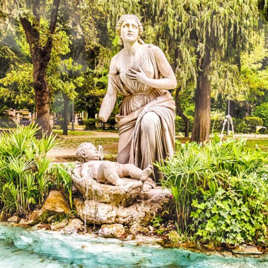 Classical Fountain in Villa Borghese Park, Rome