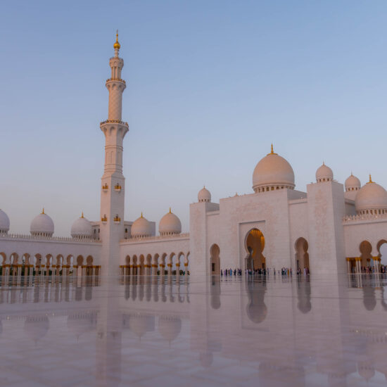 Sheikh Zayed Grand Mosque courtyard in Abu Dhabi, UAE