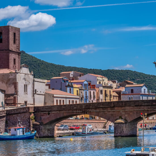 Bosa, province of Oristano, a picturesque village of ancient origins, Sardinia, Italy.