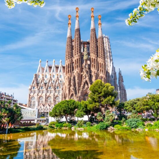 Sagrada Familia Cathedral in spring, Barcelona, Spain