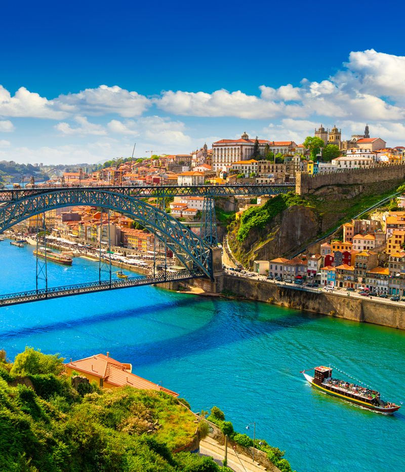 Beautiful view of the city of Porto on a beautiful summer day. Porto, Portugal