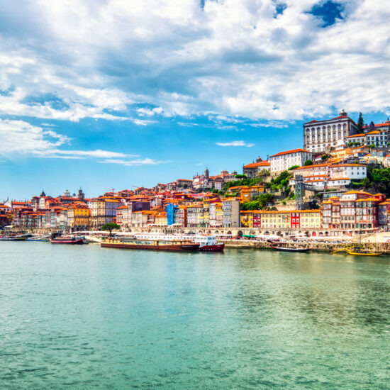 Porto Cityscape of Old Town and Douro River during a Sunny Day