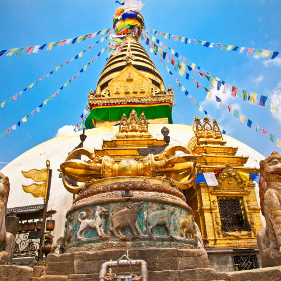 Stupa in Swayambhunath Monkey temple , Kathmandu, Nepal.
