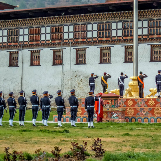 Flag Ceremony at Tashicho Dzong, Thimpu Palace, Thimpu, Bhutan