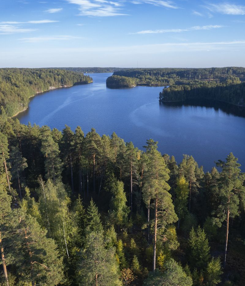 Aerial view to the Nuuksio national park in Finland