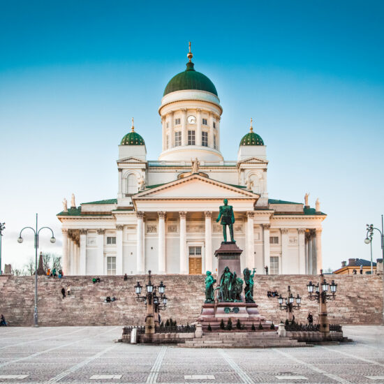 Famous Helsinki Cathedral in evening light, Helsinki, Finland
