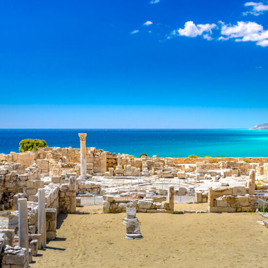 Achilles' House Kourio Basilica at The Sanctuary of Apollo at the Kourion World Heritage Archaeological site near Limassol (Lemesos), Cyprus