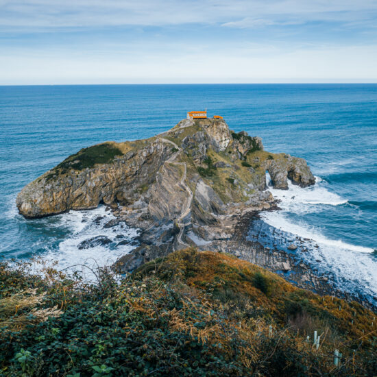 San Juan De Gaztelugatxe Hermitage On Rocky Island In Spain