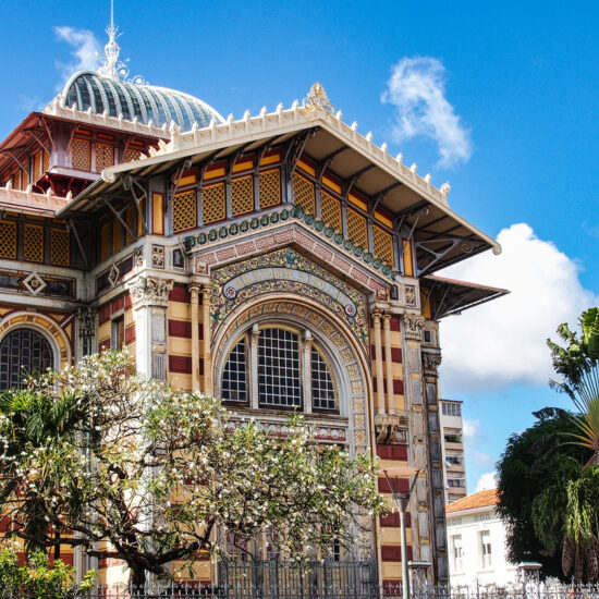 Schoelcher library at Fort de France in Martinique island. French Antilles Caribbean sea.