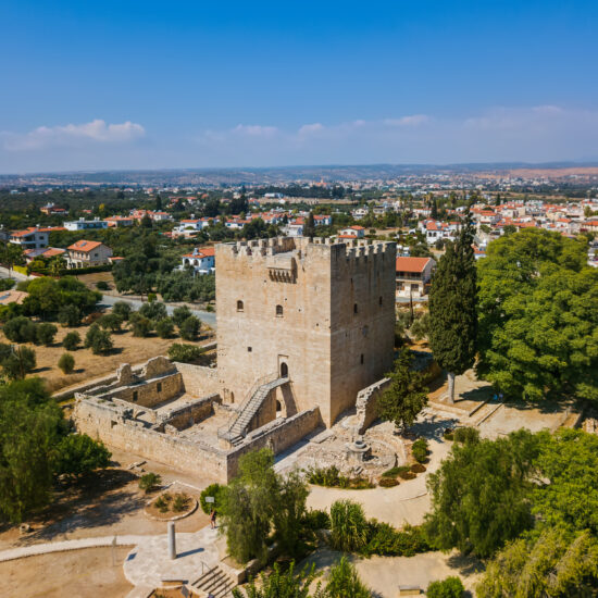 Kolossi castle Limassol Cyprus aerial view