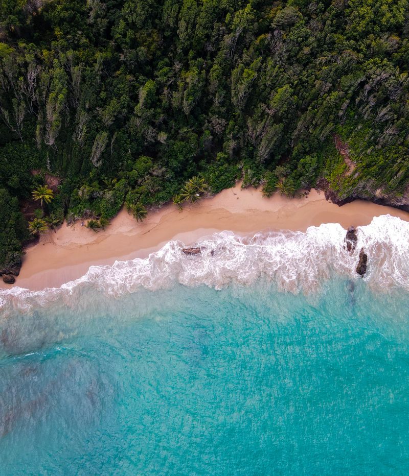 View of a secret beach in Deshaies in Gaudeloupe