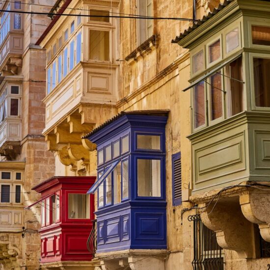 Colorful balconies in Valletta, Malta
