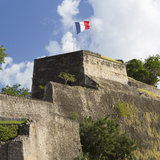 Flag on a top of Fort Saint Louis in Fort de France