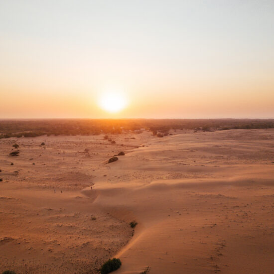 Aerial Lompoul Desert In Senegal Dunes from Drone