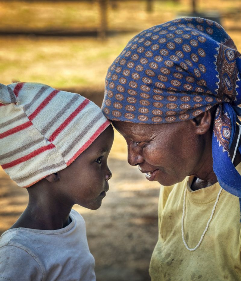 African granny together with her granddaughter
