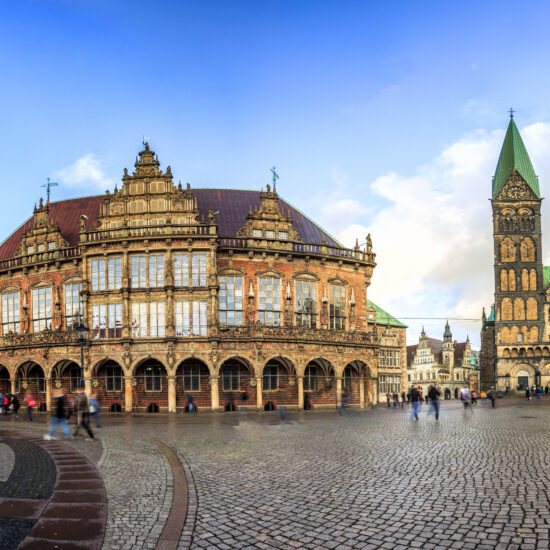 Skyline of Bremen main market square, Germany