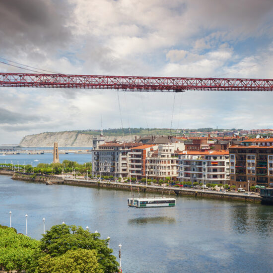 Vizcaya Bridge, links the towns of Portugalete and Getxo, Basque Country, Vizcaya, Spain