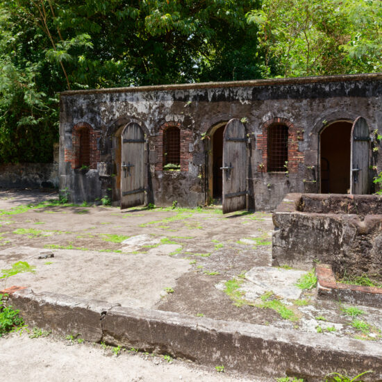 Ruins of the "Colonial Health Center" of Saint Pierre destroyed by the eruption of Mount Pelée in 1902 (