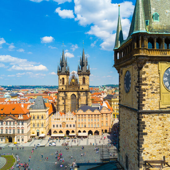 aerial view of the Prague city from above