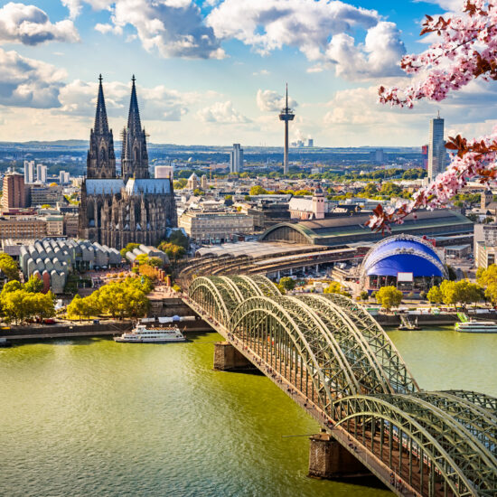 Aerial view of Cologne at spring