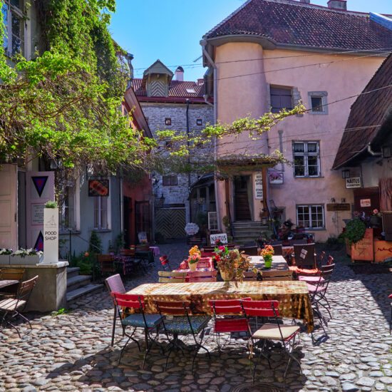 Courtyard in historic center in Tallinn