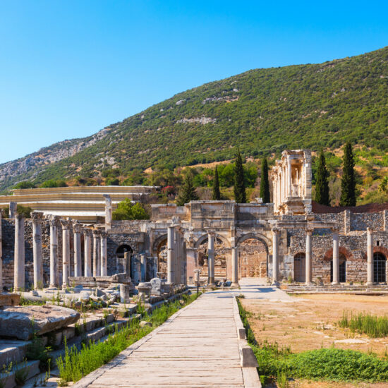 Ephesus ancient greek city is located in Izmir Province in Turkey